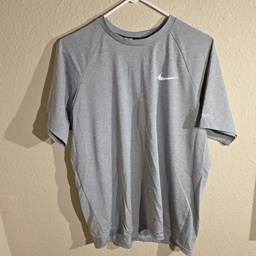 Nike Men's Swim Dri-Fit Shirt UPF 40+ Size Large Short Sleeve Gray